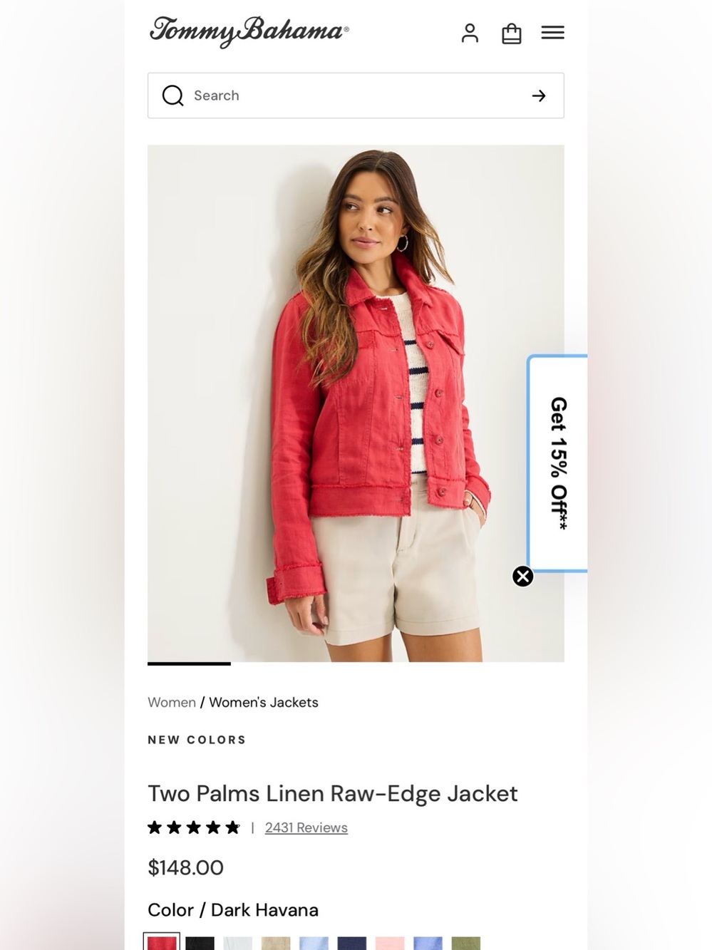 Tommy Bahama Red Denim Jacket